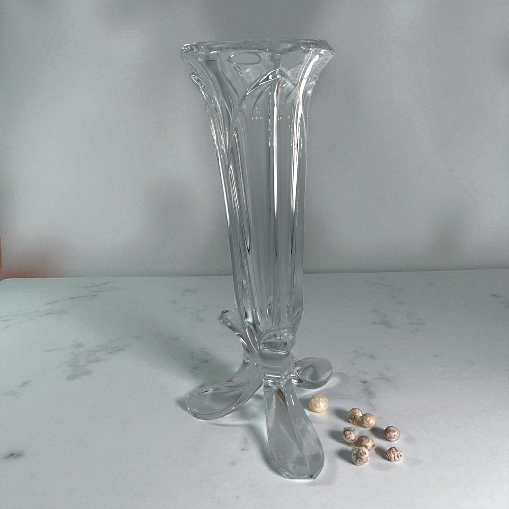 Cristal d'Arques-Durand France Lead Crystal Bandol Pattern Bud Vase Tri-Footed